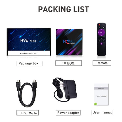 H96 Max-3318 4K Ultra HD Android TV Box with Remote Controller, Android 9.0, RK3318 Quad-Core 64bit Cortex-A53, WiFi 2.4G/5G, Bluetooth 4.0, 4GB+64GB-garmade.com