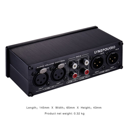 LINEPAUDIO A977 2 In 2 Out Switcher Full-balance Passive Preamp Active Speaker Double Sound Source Volume Controller (Black)-garmade.com