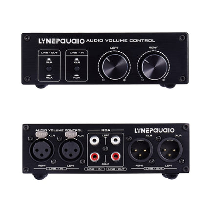 LINEPAUDIO A977 2 In 2 Out Switcher Full-balance Passive Preamp Active Speaker Double Sound Source Volume Controller (Black)-garmade.com