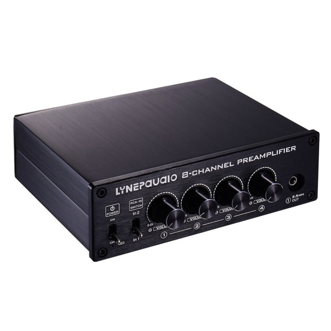 LINEPAUDIO B981 Pro 8-ch Pre-amplifier Speaker Distributor Switcher Speaker Comparator, Signal Booster with Volume Control & Earphone / Monitor Function (Black)-garmade.com