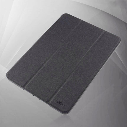 Mutural Exquisite Series Cloth Texture Magnet Horizontal Flip TPU + PU Leather Case for iPad mini 5 / mini 4, with 3-Fold Holder & Pen Slot(Black)-garmade.com