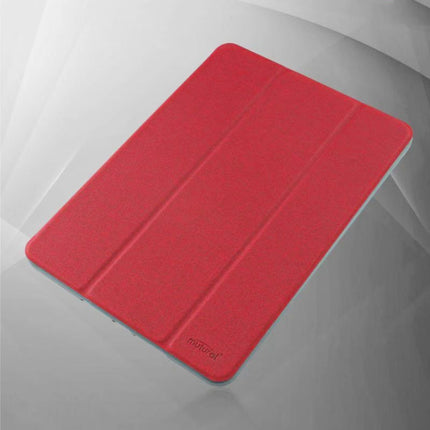 Mutural Exquisite Series Cloth Texture Magnet Horizontal Flip TPU + PU Leather Case for iPad mini 5 / mini 4, with 3-Fold Holder & Pen Slot(Red)-garmade.com