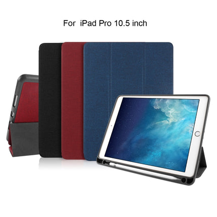 Mutural Exquisite Series Cloth Texture PU+TPU Leather Case for iPad Pro 10.5 inch, with 3-Fold Holder & Pen Slot & Sleep & Wake-up Function(Black)-garmade.com