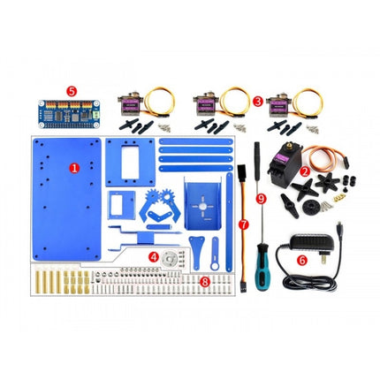 Waveshare 4-DOF Metal Robot Arm Kit for Raspberry Pi, Bluetooth / WiFi Remote Control, US Plug-garmade.com