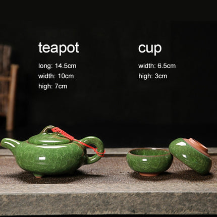 7 in 1 Ceramic Tea Set Ice Crack Glaze Kung Fu Teaware Set (Yellow)-garmade.com