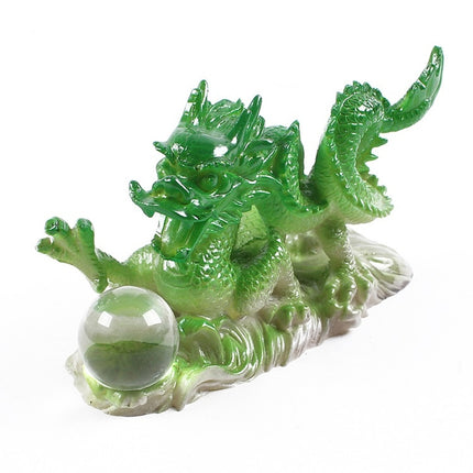 Color Changing Lucky Jade Dragon Shape Resin Kungfu Tea Accessories Tea Pet(Green)-garmade.com