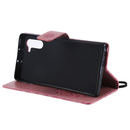 Pressed Printing Sunflower Pattern Horizontal Flip PU Leather Case for Galaxy Note 10, with Holder & Card Slots & Wallet & Lanyard (Pink)-garmade.com
