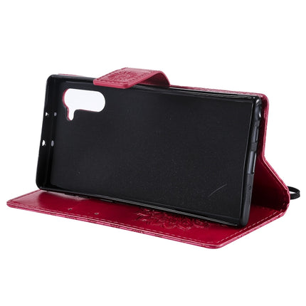Pressed Printing Sunflower Pattern Horizontal Flip PU Leather Case for Galaxy Note 10, with Holder & Card Slots & Wallet & Lanyard (Red)-garmade.com