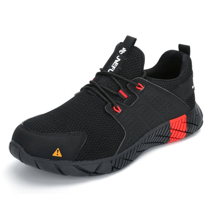 Jiefu Anti Smash And Stab Resistant Lightweight Breathable Anti Odor Flying Fabric Safety Shoes (Color:Black Size:36)-garmade.com