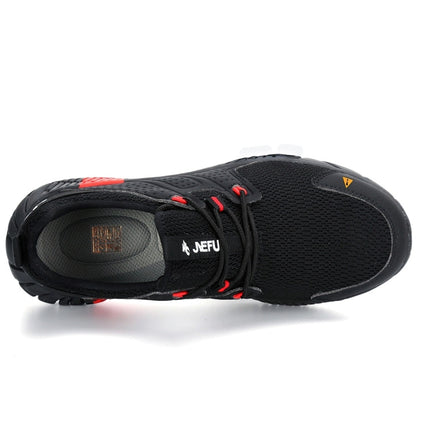 Jiefu Anti Smash And Stab Resistant Lightweight Breathable Anti Odor Flying Fabric Safety Shoes (Color:Black Size:36)-garmade.com