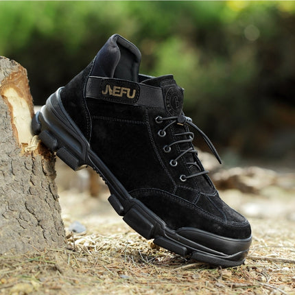 Jiefu Anti Smashing, Anti Piercing, Waterproof And Oil Resistant Electric Welding High Top Safety Shoes (Color:Black Size:36)-garmade.com