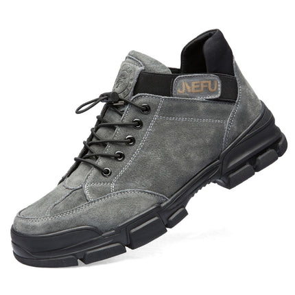 Jiefu Anti Smashing, Anti Piercing, Waterproof And Oil Resistant Electric Welding High Top Safety Shoes (Color:Grey Size:39)-garmade.com