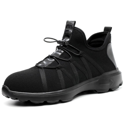 Jiefu Light And Breathable Flying Fabric All Black Anti Smashing And Anti Piercing Electrical Insulation Protection Safety Shoes (Color:Black Size:36)-garmade.com