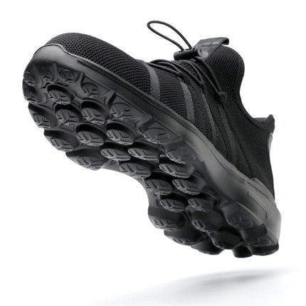 Jiefu Light And Breathable Flying Fabric All Black Anti Smashing And Anti Piercing Electrical Insulation Protection Safety Shoes (Color:Black Size:36)-garmade.com