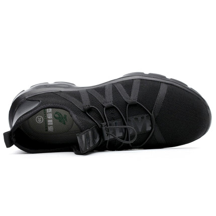 Jiefu Light And Breathable Flying Fabric All Black Anti Smashing And Anti Piercing Electrical Insulation Protection Safety Shoes (Color:Black Size:47)-garmade.com