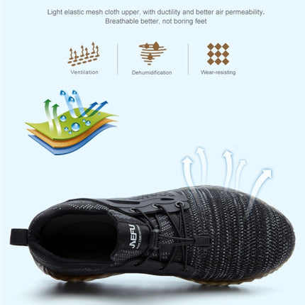 Jiefu Flying Knitted Air Permeable Insulating Steel Head Anti Smashing Shoes Anti Piercing Safety Labor Protection Shoes (Color:Black Size:36)-garmade.com