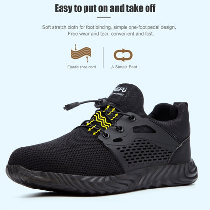 Jiefu Flying Knitted Air Permeable Insulating Steel Head Anti Smashing Shoes Anti Piercing Safety Labor Protection Shoes (Color:Black Size:39)-garmade.com