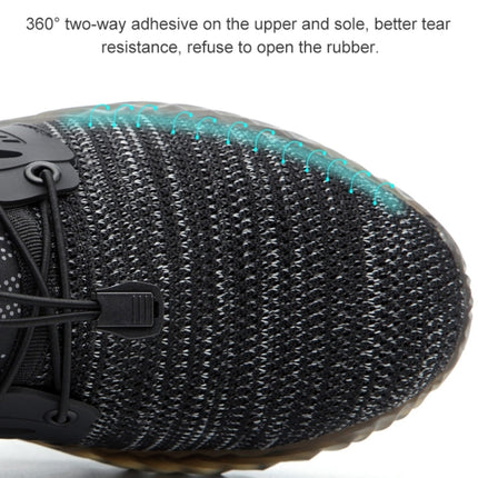 Jiefu Flying Knitted Air Permeable Insulating Steel Head Anti Smashing Shoes Anti Piercing Safety Labor Protection Shoes (Color:Grey Size:36)-garmade.com