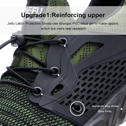 Jiefu Flying Knitted Air Permeable Insulating Steel Head Anti Smashing Shoes Anti Piercing Safety Labor Protection Shoes (Color:Green Size:36)-garmade.com