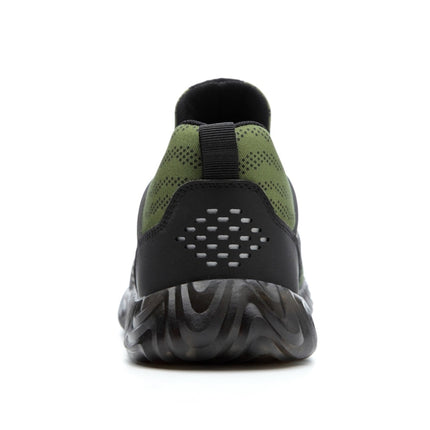 Jiefu Flying Knitted Air Permeable Insulating Steel Head Anti Smashing Shoes Anti Piercing Safety Labor Protection Shoes (Color:Green Size:38)-garmade.com