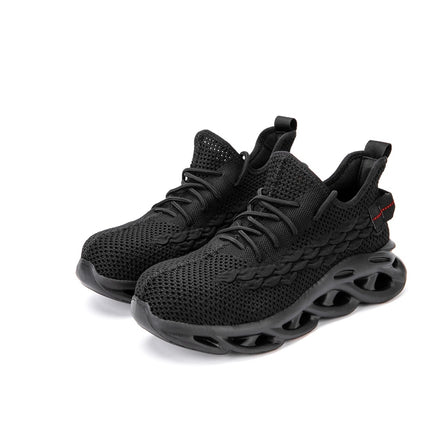 Jiefu Breathable Flying Fabric Anti Smashing And Anti Piercing Insulating Safety Shoes (Color:Black Size:36)-garmade.com