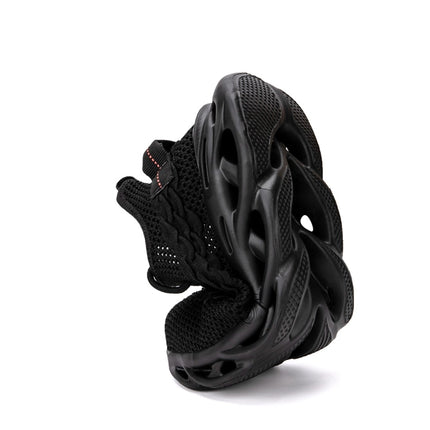 Jiefu Breathable Flying Fabric Anti Smashing And Anti Piercing Insulating Safety Shoes (Color:Black Size:36)-garmade.com