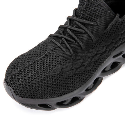 Jiefu Breathable Flying Fabric Anti Smashing And Anti Piercing Insulating Safety Shoes (Color:Black Size:36)-garmade.com