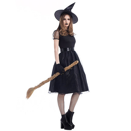 Cosplay Costume Black Gauze Witch Costume Temperament Night Ghost Game Costume (Color:Black Size:M)-garmade.com