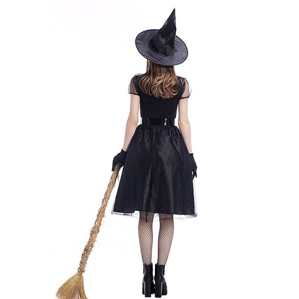 Cosplay Costume Black Gauze Witch Costume Temperament Night Ghost Game Costume (Color:Black Size:L)-garmade.com