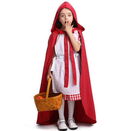 Little Red Riding Hood Parent Child Fairy Tale Drama Performance Costume Little Red Riding Hood Dress Little Maid Two Dress Halloween Costume (Color:Cape+Maid Size:XS)-garmade.com