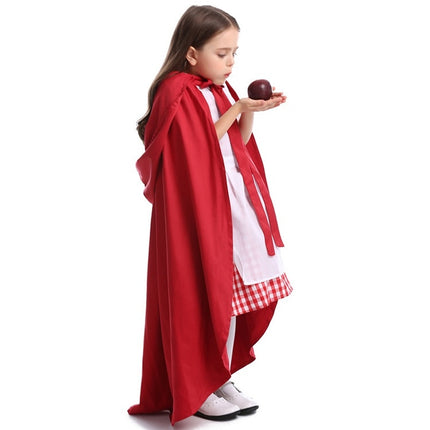 Little Red Riding Hood Parent Child Fairy Tale Drama Performance Costume Little Red Riding Hood Dress Little Maid Two Dress Halloween Costume (Color:Cape+Maid Size:XS)-garmade.com