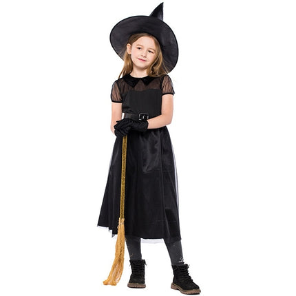 Black Gauze Little Witch Costume, Halloween Cosplay Witch Costume (Color:Black Size:S)-garmade.com