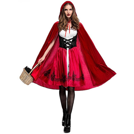 Little Red Riding Hood Costume For Adults Cosplay (Color:Red Size:M)-garmade.com