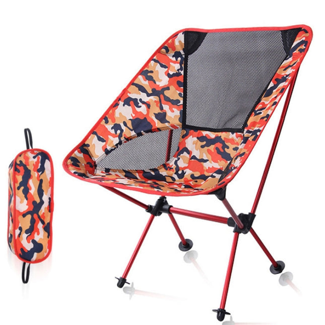 Outdoor Camouflage Portable Folding Camping Chair Light Fishing Beach Chair Aviation Aluminum Alloy Backrest Recliner-garmade.com