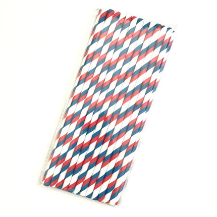 2 Packs / 50pcs Degradable Color Environmental Protection Striped Paper Straw Disposable Kraft Paper Straw-garmade.com