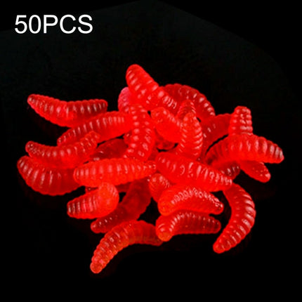 HENGJIA SO106 50 PCS 20mm Simulation Bread Bait Worms Crescent Soft Bait Horseback Fish Worm Bait Fishing Gear (Red)-garmade.com