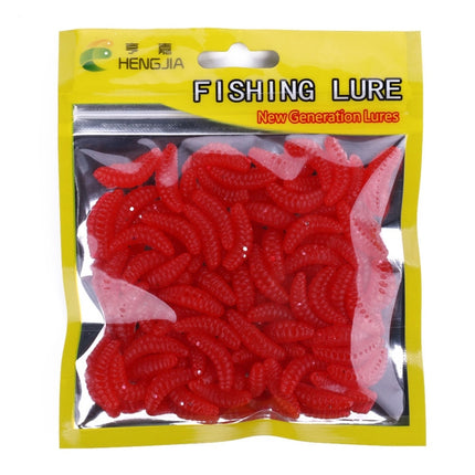 HENGJIA SO106 50 PCS 20mm Simulation Bread Bait Worms Crescent Soft Bait Horseback Fish Worm Bait Fishing Gear (Red)-garmade.com