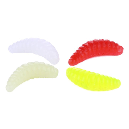 HENGJIA SO106 50 PCS 20mm Simulation Bread Bait Worms Crescent Soft Bait Horseback Fish Worm Bait Fishing Gear (White)-garmade.com