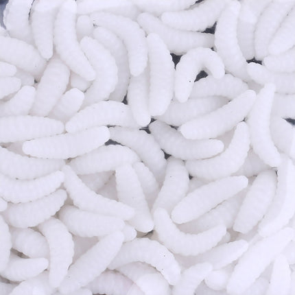 HENGJIA SO106 50 PCS 20mm Simulation Bread Bait Worms Crescent Soft Bait Horseback Fish Worm Bait Fishing Gear (White)-garmade.com