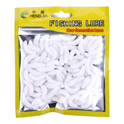 HENGJIA SO106 50 PCS 20mm Simulation Bread Bait Worms Crescent Soft Bait Horseback Fish Worm Bait Fishing Gear (White)-garmade.com