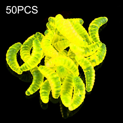 HENGJIA SO106 50 PCS 20mm Simulation Bread Bait Worms Crescent Soft Bait Horseback Fish Worm Bait Fishing Gear (Yellow)-garmade.com