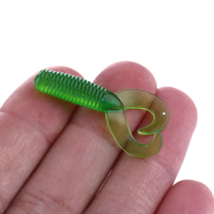 HENGJIA SO105 20 PCS 3.5cm/0.9g Double Tailed Bait Soft Bait for Sea Fishing (Green)-garmade.com