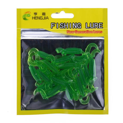 HENGJIA SO105 20 PCS 3.5cm/0.9g Double Tailed Bait Soft Bait for Sea Fishing (Green)-garmade.com