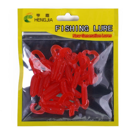 HENGJIA SO105 20 PCS 3.5cm/0.9g Double Tailed Bait Soft Bait for Sea Fishing (Red)-garmade.com