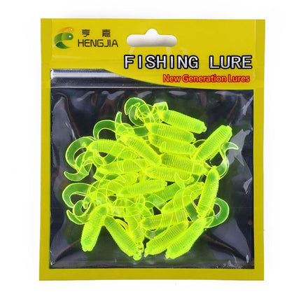 HENGJIA SO105 20 PCS 3.5cm/0.9g Double Tailed Bait Soft Bait for Sea Fishing (Yellow)-garmade.com