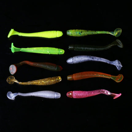 HENGJIA SO041 5cm/0.6g 10 PCS Fishing Wobbler Soft Jigging Fishing Lure Worm Swimbaits Silicone Bait-garmade.com