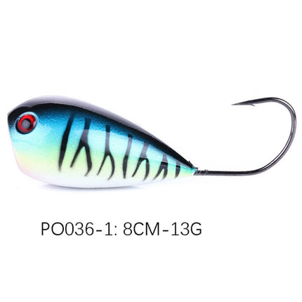 HENGJIA PO036 8cm/13g Big Mouth Single Hook Hitting Water Wave Hard Bait Lure Outdoor Fishing Gear Lure Fishing Bait Fishing Tackle (PO036-1)-garmade.com