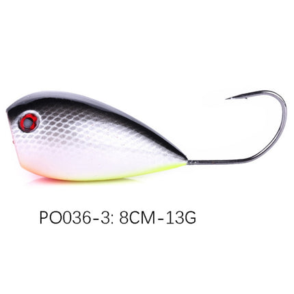 HENGJIA PO036 8cm/13g Big Mouth Single Hook Hitting Water Wave Hard Bait Lure Outdoor Fishing Gear Lure Fishing Bait Fishing Tackle (PO036-3)-garmade.com