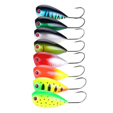 HENGJIA PO036 8 PCS 8cm/13g Big Mouth Single Hook Hitting Water Wave Hard Bait Lure Outdoor Fishing Gear Lure Fishing Bait Fishing Tackle-garmade.com