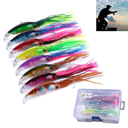 HENGJIA JIZ002 10cm/16.6g 8 PCS Big Octopus Squid Shaped Hard Baits Long Shot Fishing Lures Tackle Baits Fit Sea Fishing and Freshwater Fishing,Boxed-garmade.com